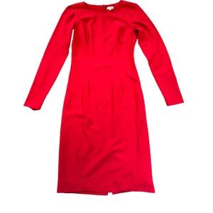Cremieux Bright Red Midi Long Sleeve Dress SIZE 0
